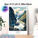 Norway Fjords Painting Poster, Vibrant Retro-style Scenic Fjord View Poster, Captivating Design With Cruise Ships, Waterfalls & Snow-capped Peaks_maomaolike.com