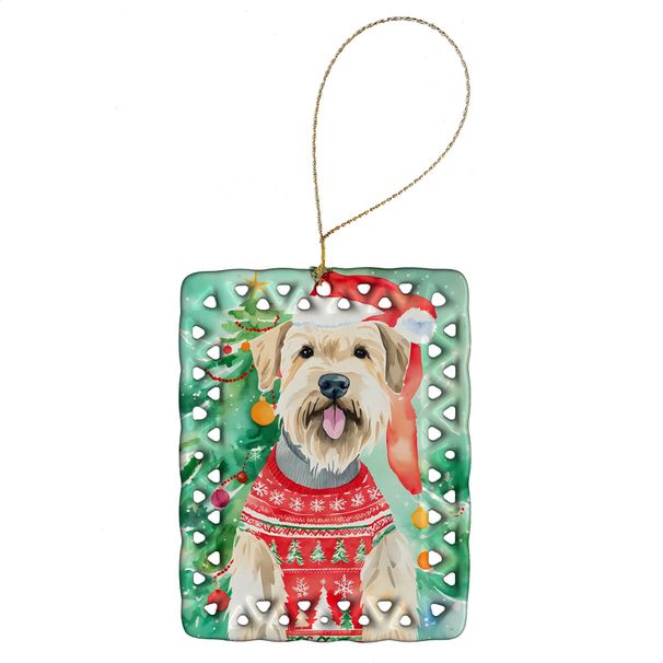 Wheaten Terrier Christmas Porcelain Ornament Christmas Tree Hanging Decorations For Home Christmas Holiday, Rectangle, Gift, Multicolor_maomaolike.com