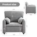 Modern Accent Chair, Chenille Oversized Arm Chair, 38 Inches Wide, Comfortable Cushioned Single Casual Sofa Chair, Suitable For Living Room, Bedroom Reading Chair,Grey_maomaolike.com