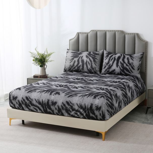 Black And Gray Zebra Pattern Animal Bed Sheet Polyester 3D Printed Bedspread_maomaolike.com