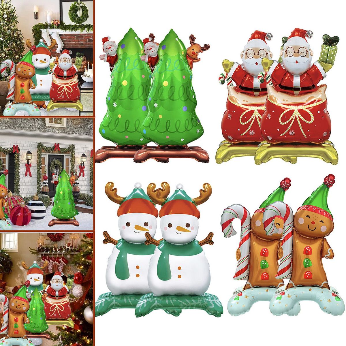 8 Christmas Aluminum Foil Balloons, Santa Claus Snowman Gingerbread Man Tree Polyester Film Balloons, Three-dimensional Christmas Balloon Decorations For Christmas New Year Party Decoration Supplies_maomaolike.com