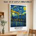 Belfast Northern Ireland Cityscape Painting Poster, Swirling Van Gogh-style Night Sky With Industrial Cranes & Waterfront Poster, Artistic City-themed_maomaolike.com