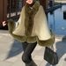 Women's Clothing New rex rabbit fur collar gradien autumn and winter shawl cape large size women's knitted cardigan jacket_maomaolike.com