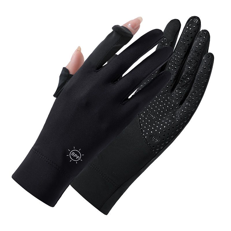 Sunscreen gloves summer breathable thin ice silk anti-ultraviolet touch screen cycling outdoor sports non-slip gloves women_maomaolike.com