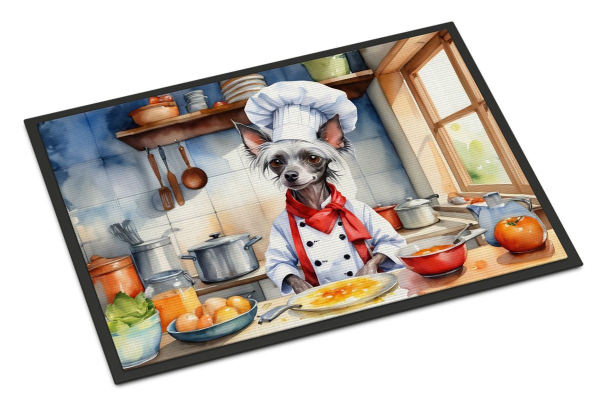 Chinese Crested The Chef Doormat Front Door Mat Indoor Outdoor Rugs For Entryway, Non Slip Washable Low Pile, 24H X 36W_maomaolike.com