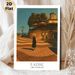 Lazise Italy Coastal Town Painting Poster, Warm-toned Retro Illustrative Poster, Sunlit Waterfront Promenade Scene, Brings Tranquil Ambiance Suitable_maomaolike.com