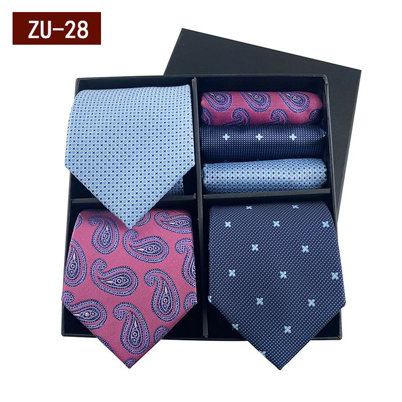 Unisex Men's gift box tie Fashion business striped tie square scarf set luxury gift box_maomaolike.com