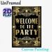 Art Deco Welcome Party Painting Poster, Luxury Gold & Black Vintage Ornate Style Poster, Elegant Party Greeting Decor Ideal For Party Venues And_maomaolike.com