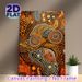 Indigenous Abstract Animal Painting Poster, Vibrant Dot-art Warm Orange Intricate Patterned Poster, Unique Cultural Artwork For Living Room, Office_maomaolike.com