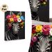 Floral Zebra Painting Poster, Vibrant Realistic Zebra With Colorful Flower Crown Poster, Eye-catching Decorative Artwork Ideal For Living Room_maomaolike.com