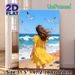 Seaside Girl Painting Poster, Vivid Oil-style Coastal Scene Poster, Calming Ocean View With Flying Seagulls, Ideal For Bedroom, Living Room And_maomaolike.com
