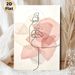 Abstract Face Line Art Painting Poster, Minimalist Single-Line Face With Soft Pink Geometric Shapes Poster, Sleek Elegant Aesthetic For Living Room_maomaolike.com