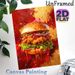 Crispy Chicken Burger Painting Poster, Vibrant Impasto-style Burger Poster, Bold Color-saturated Design Ideal For Diners, Kitchens And Food-themed_maomaolike.com