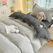 Minimalist Solid Color Four-piece Set, Bed Sheet, Duvet Cover, Student Dormitory Single Three-piece Bedding Set_maomaolike.com