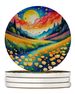 Colorful Buttercups Large Sandstone Coasters Pack Of 4 Absorbent Round Coasters Decor Gifts For Men Or Women, 4 In, Multicolor_maomaolike.com