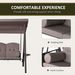 Patio Swing Bench 3-Person Steel Canopy Cushioned With Side Trays Comfortable Brown_maomaolike.com
