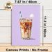 Iced Coffee Painting Poster, Vibrant Stylized Iced Coffee With Ice Cubes And Striped Straw Poster, Cozy Beverage-themed Decor Ideal For Cafe, Kitchen_maomaolike.com
