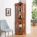Curio Cabinet Lighted Glass Display Curio Cabinet W/Tempered Glass Doors And Shelves, Crown Corner Cabinet With Bulb, Corner Storage Decoration For Living Room And Bedroom Cherry_maomaolike.com