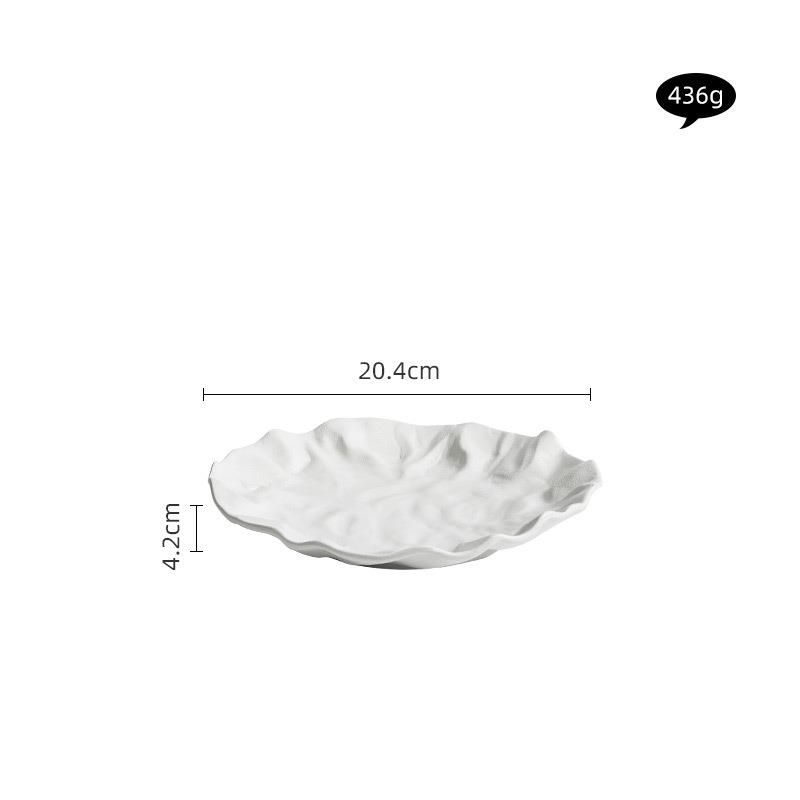 Wrinkled Flat Ceramic Stir-Fry 2025 New Steak Home High-End Aesthetic Japanese Western Food Plate_maomaolike.com