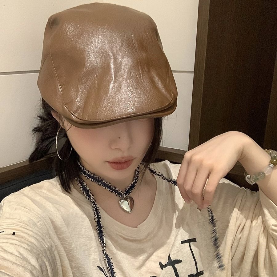 Hot Sale PU Leather Beret Hats Unisex Berets Hat Outdoor Forward Octagonal Cap Ladies Travel Art Painter Caps For Mela Gorros_maomaolike.com