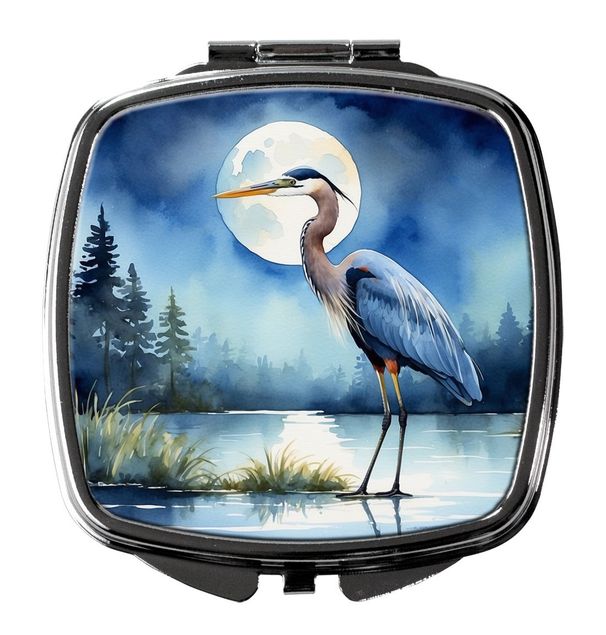 Blue Heron Under The Moonlight Compact Mirror Decorative Travel Makeup Mirror For Women Girls Gifts Pocket Makeup Mirror Folding Handheld_maomaolike.com