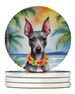 American Hairless Terrier Luau Large Sandstone Coasters Pack Of 4 Absorbent Round Coasters Decor Gifts For Men Or Women, 4 In, Multicolor_maomaolike.com