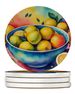 Colorful Lemons Large Sandstone Coasters Pack Of 4 Absorbent Round Coasters Decor Gifts For Men Or Women, 4 In, Multicolor_maomaolike.com