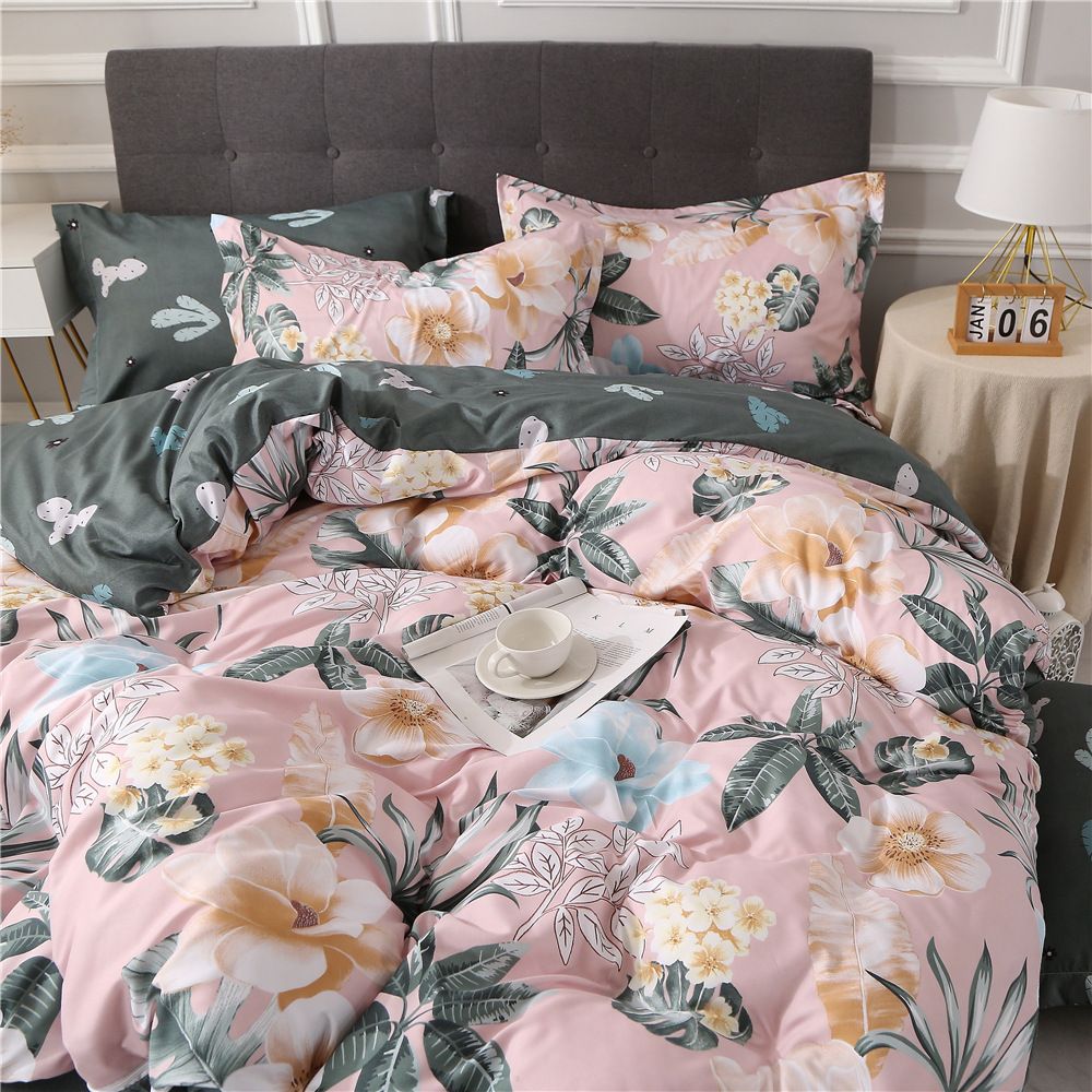 Printing Three Piece Set Plant Flowers Butterfly Quilt Cover Duvet Cover Bedding Full Size For UK/USA/Europe Bedding_maomaolike.com