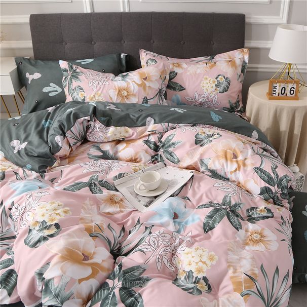 Printing Three Piece Set Plant Flowers Butterfly Quilt Cover Duvet Cover Bedding Full Size For UK/USA/Europe Bedding_maomaolike.com
