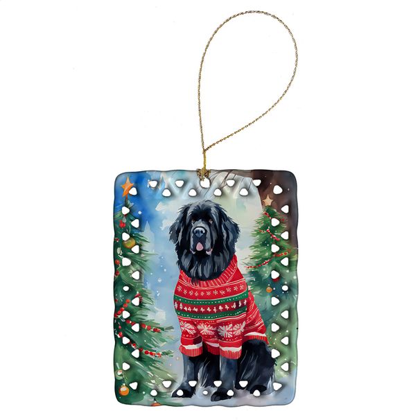 Newfoundland Christmas Porcelain Ornament Christmas Tree Hanging Decorations For Home Christmas Holiday, Rectangle, Gift, Multicolor_maomaolike.com
