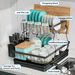 7 Code 2-Tier Large Dish Drying Rack For Kitchen Counter, Black_maomaolike.com