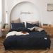 solid color washed cotton four piece set brushed quilt cover 1.8 meters bedding student three piece set 4_maomaolike.com