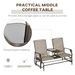 Outdoor Glider Bench With Center Table, Metal Frame Patio Loveseat With Breathable Mesh Fabric And Armrests For Backyard Garden Porch, Brown_maomaolike.com