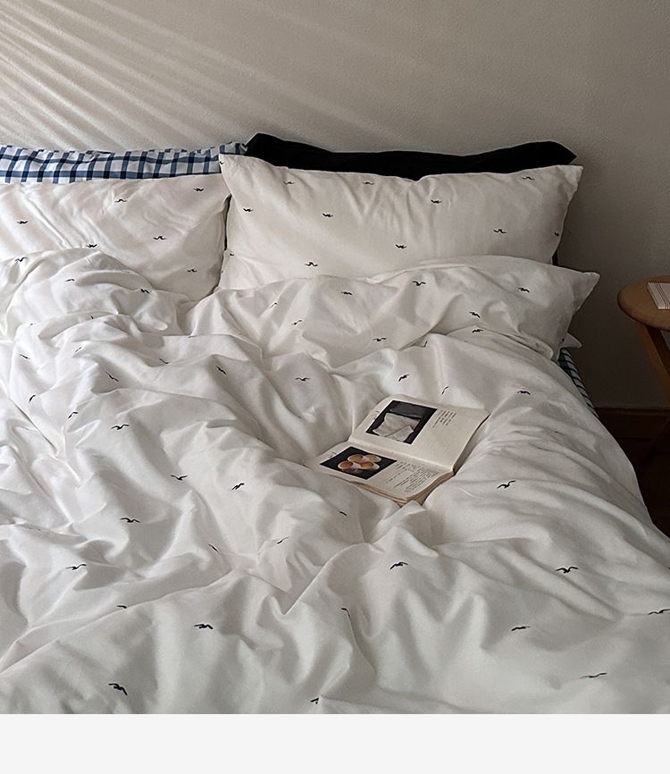 Wholesale INS Fresh All-Cotton Mixed Bird Nordic Style 4-Piece Nude Color Homestay Apartment Pure Cotton Four-Piece Set_maomaolike.com
