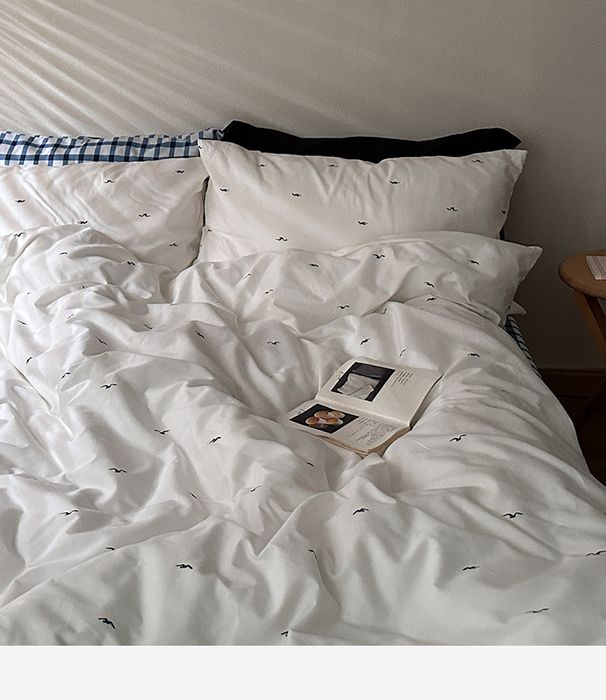 Wholesale INS Fresh All-Cotton Mixed Bird Nordic Style 4-Piece Nude Color Homestay Apartment Pure Cotton Four-Piece Set_maomaolike.com