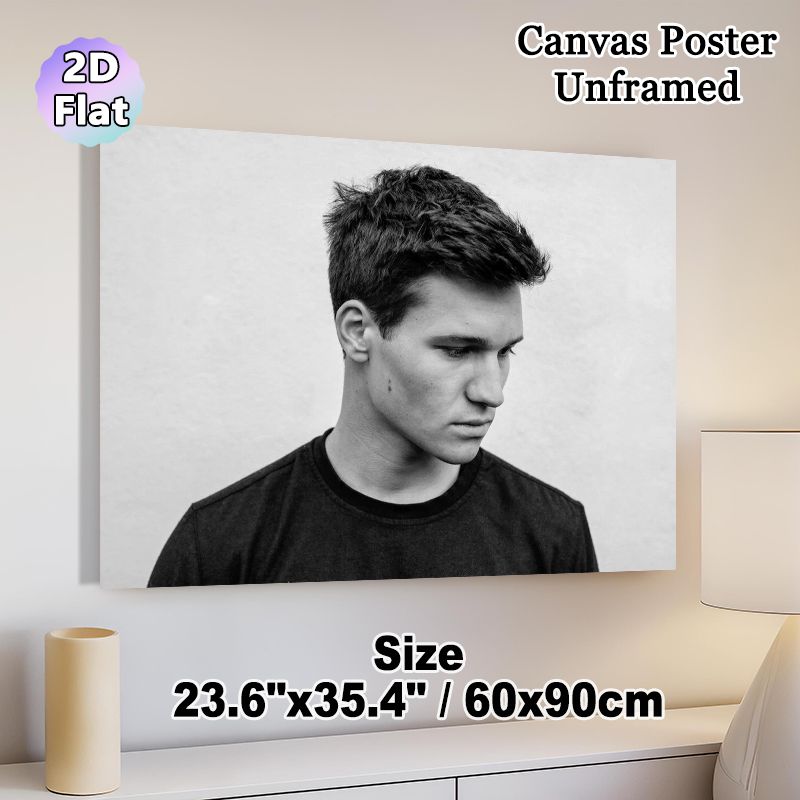 Monochrome Portrait Painting Poster, Minimalist Black-and-White Young Man Portrait Poster, Elegant Understated Wall Decor Ideal For Bedroom, Living_maomaolike.com