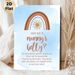 Baby Shower "How Big Is Mommy's Belly" Painting Poster, Soft Watercolor Bohemian Rainbow & Sun Poster, Interactive Party Game Decor For Baby Shower_maomaolike.com