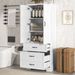 Tall Bathroom Storage Cabinet,Cabinet With Two Doors And Drawers,Adjustable Shelf,MDF Board,White_maomaolike.com