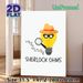 Sherlock Ohms Detective Lightbulb Painting Poster, Whimsical Cartoon Style Poster, Fun Electrical Pun Decor Ideal For Home Office, Living Room_maomaolike.com
