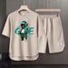 Men's Clothing 2024 Waffle Casual Summer Suit Men's Loose Teen Short sleeved T shirt Shorts Handsome Two piece Suit_maomaolike.com