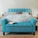 50 Inches Storage Ottoman, End Of Bed Bench With Rolled Arms, Wood Legs, Button Tufted Storage Bench, Teal_maomaolike.com