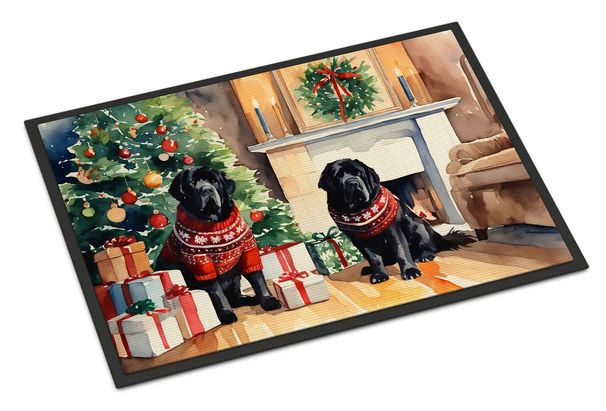 Tibetan Mastiff Cozy Christmas Doormat Front Door Mat Indoor Outdoor Rugs For Entryway, Non Slip Washable Low Pile, 24H X 36W_maomaolike.com