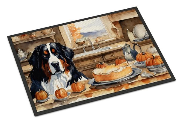 Bernese Mountain Dog Fall Kitchen Pumpkins Doormat Front Door Mat Indoor Outdoor Rugs For Entryway, Non Slip Washable Low Pile, 24H X 36W_maomaolike.com