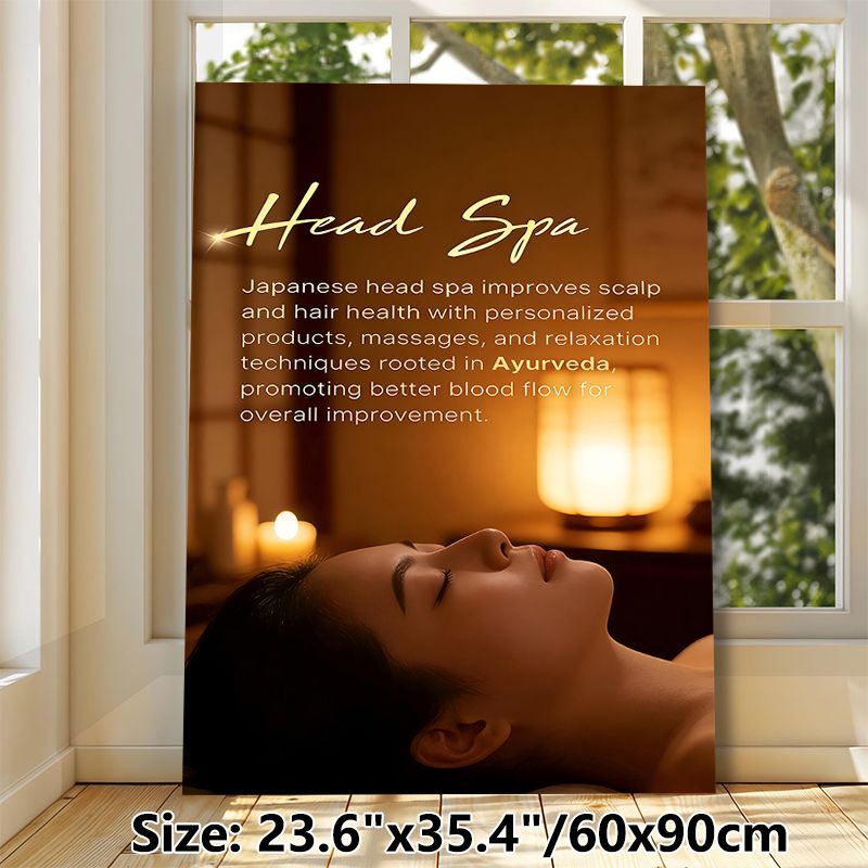 Head Spa Painting Poster, Warm-hued Tranquil Spa Scene Poster, Soothing Design To Enhance Relaxing Atmosphere For Spa Salons And Wellness Spaces_maomaolike.com