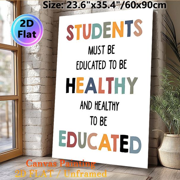Education & Health Inspirational Quote Painting Poster, Warm-toned Typographic Poster, Motivational Lettered Decor Suitable For Classrooms And Study_maomaolike.com