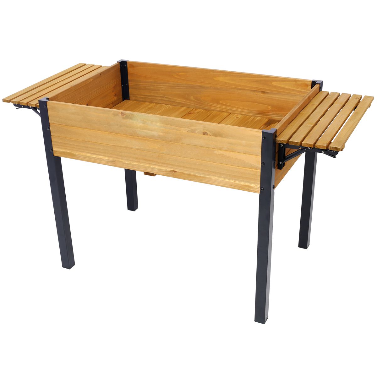 Raised Garden Bed, Metal Leg Wood Planter Boxes With Folding Storage Shelf,Elevated Planter Box For Growing Fresh Herbs, Vegetables, Flowers Great For Outdoor Patio, Deck, Balcony_maomaolike.com