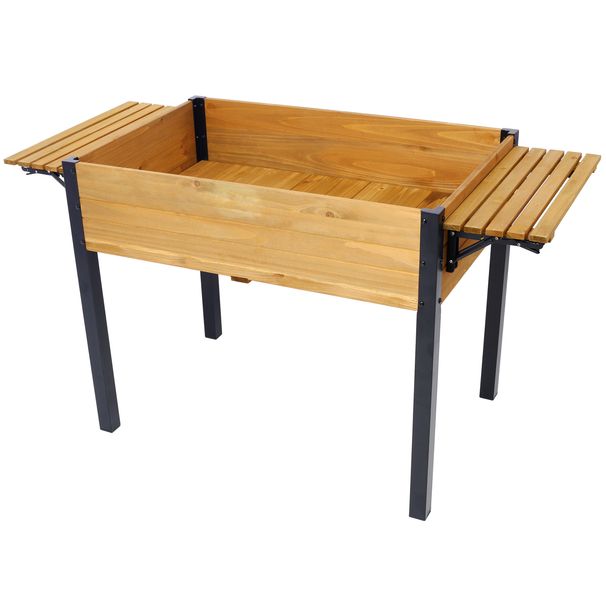 Raised Garden Bed, Metal Leg Wood Planter Boxes With Folding Storage Shelf,Elevated Planter Box For Growing Fresh Herbs, Vegetables, Flowers Great For Outdoor Patio, Deck, Balcony_maomaolike.com