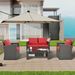 Patio Furniture, Outdoor Furniture, Seasonal PE Wicker Furniture, Four Set Wicker Furniture With Black Tempered Glass Coffee Table_maomaolike.com