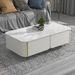 1pc Modern Luxury Coffee Table, 51.1" Rectangle Coffee Table With Drawer, Marble Top, Curved Profile Design, Gold Metal Decor, Center Table For Living Room,Side Table For Apartment_maomaolike.com