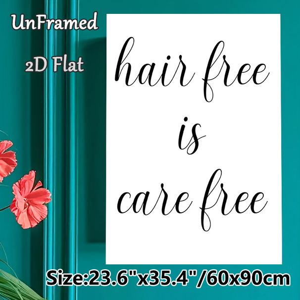 Hair Free Is Care Free Themed Painting Poster, Elegant Cursive Typography Poster, Stylish Minimalist Word Art, Ideal For Bathroom & Bedroom Wall Decor_maomaolike.com